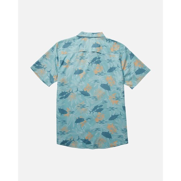 Salty Crew Men's Feeding Frenzy Ocean S/S Tech Woven Button-Up Size L MSRP $72 - Picture 2 of 4